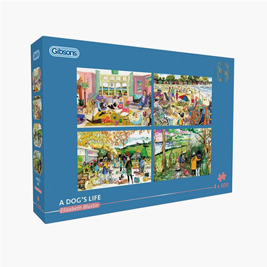 Gibsons A Dogs Life 4 x 500pc Jigsaw Puzzle Set - HA969